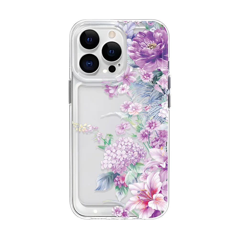 Flower Clear Phone Case For iPhone 16 15 14 13 12 11 Pro Max 16 Plus Bumper Shockproof Hard Cover Cases