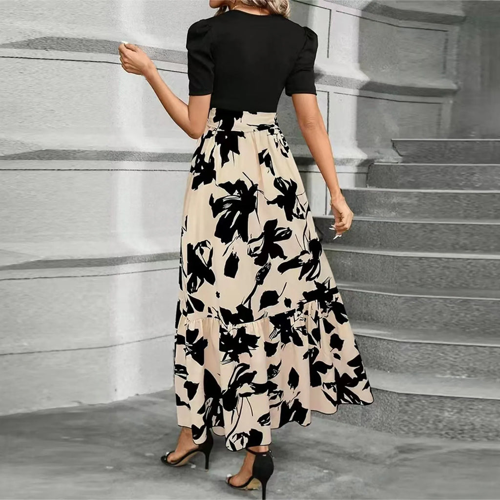 Dresses Elegant Office Lady Outfits A-line Lace-up Slim Fit Waist Ruffle Hem Skirt