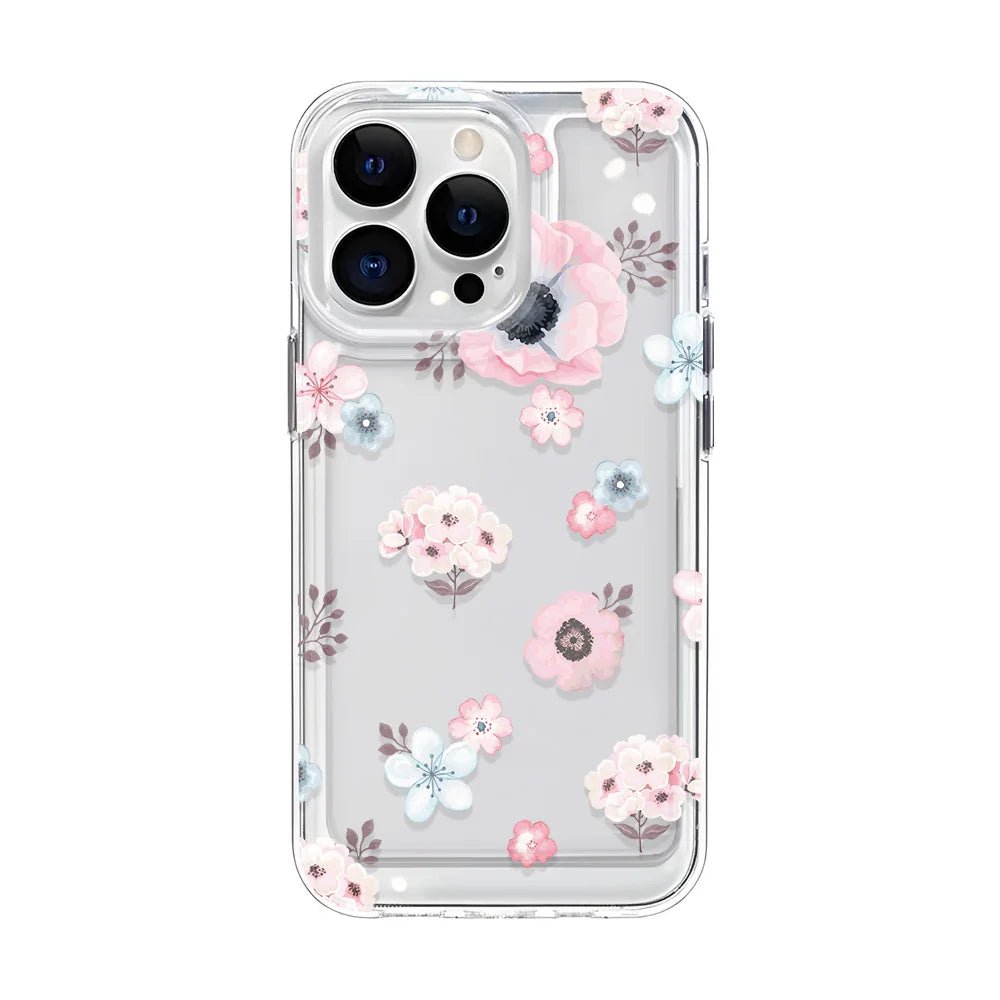 Flower Clear Phone Case For iPhone 16 15 14 13 12 11 Pro Max 16 Plus Bumper Shockproof Hard Cover Cases
