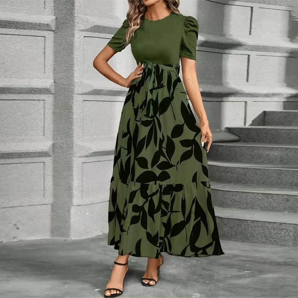 Dresses Elegant Office Lady Outfits A-line Lace-up Slim Fit Waist Ruffle Hem Skirt