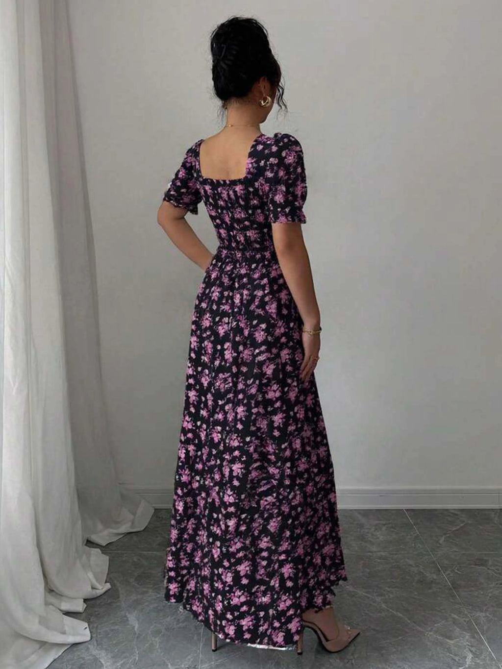 Women's Summer Maxi Dress Elegant Casual Puff Sleeve